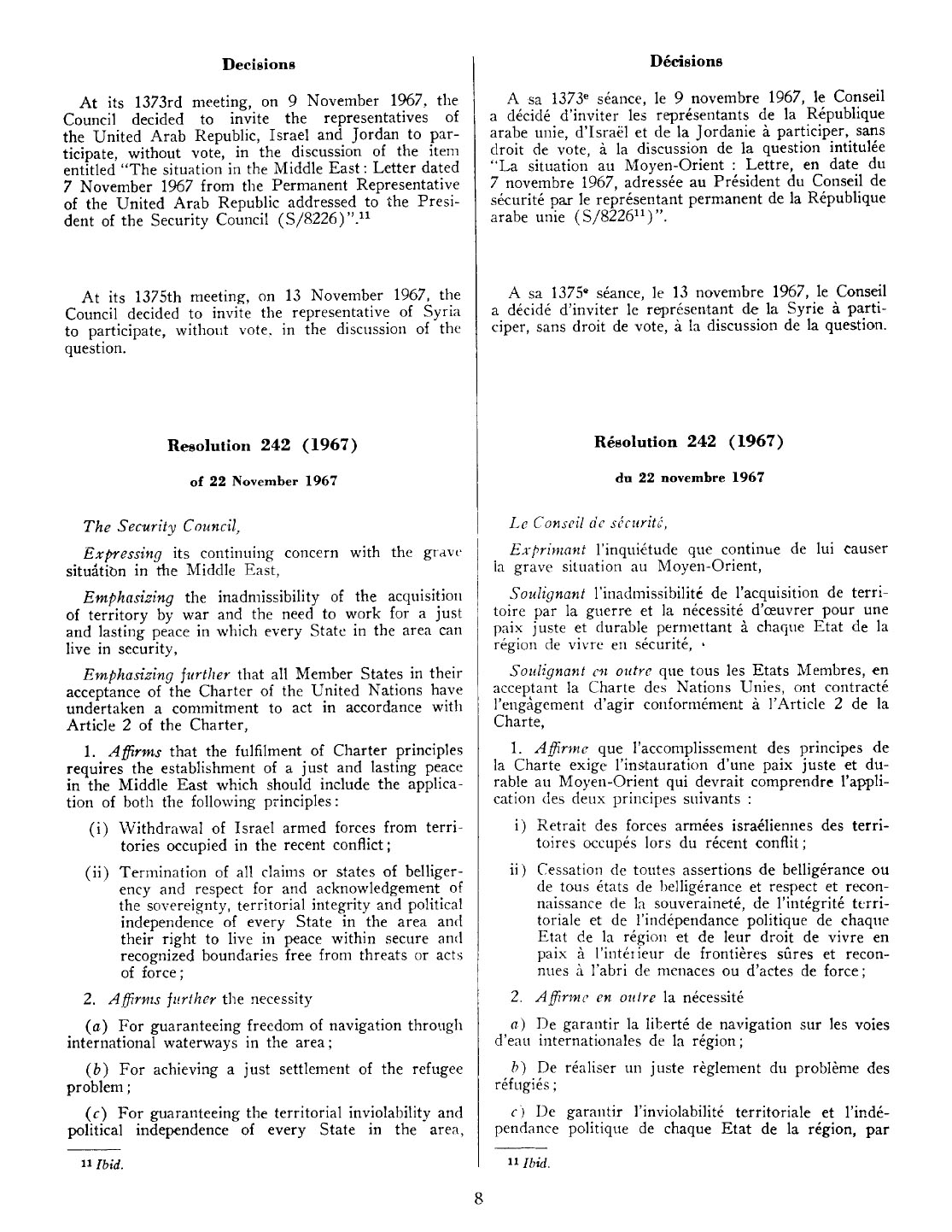 SECURITY COUNCIL RESOLUTIONS – 1967 (Resolution 242) | Shalom Israel